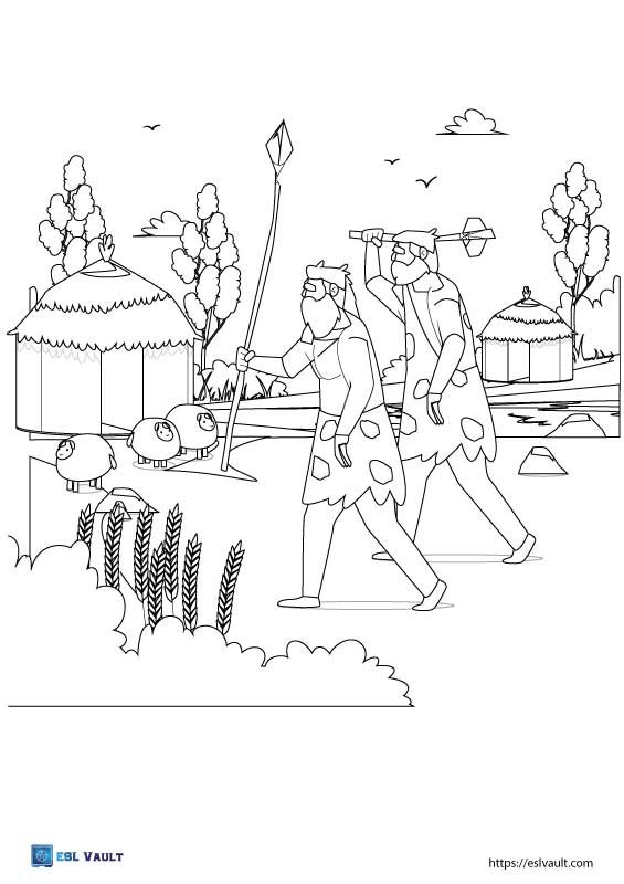 paleolithic people coloring sheet