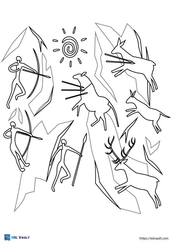 cave painting coloring page