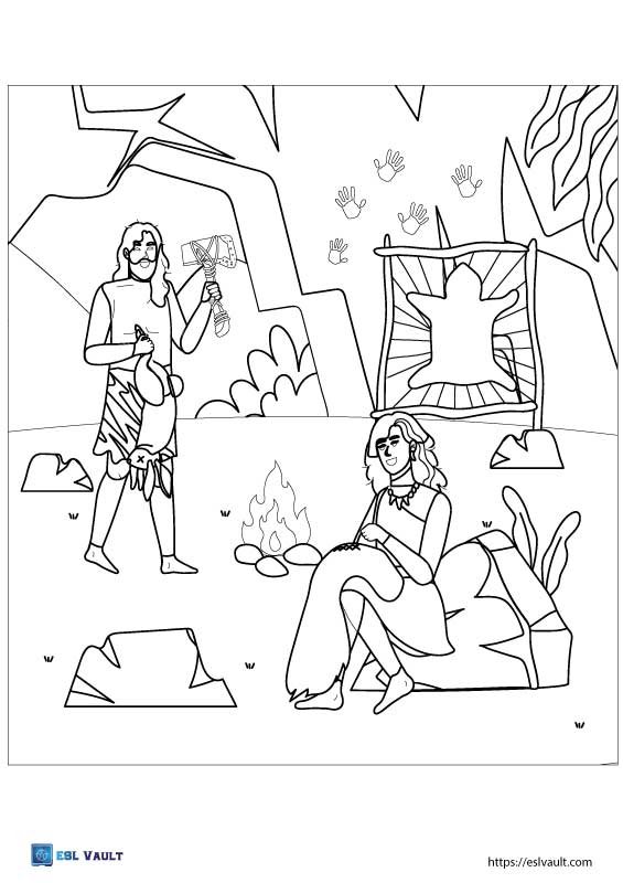 cave people coloring page pdf