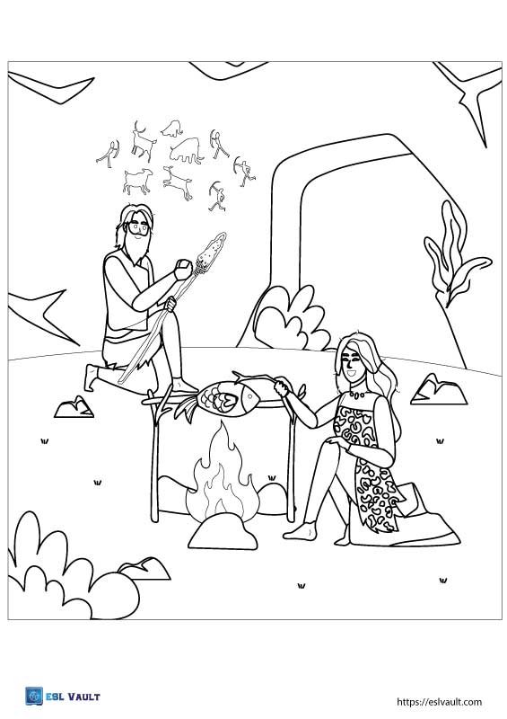cave people coloring page