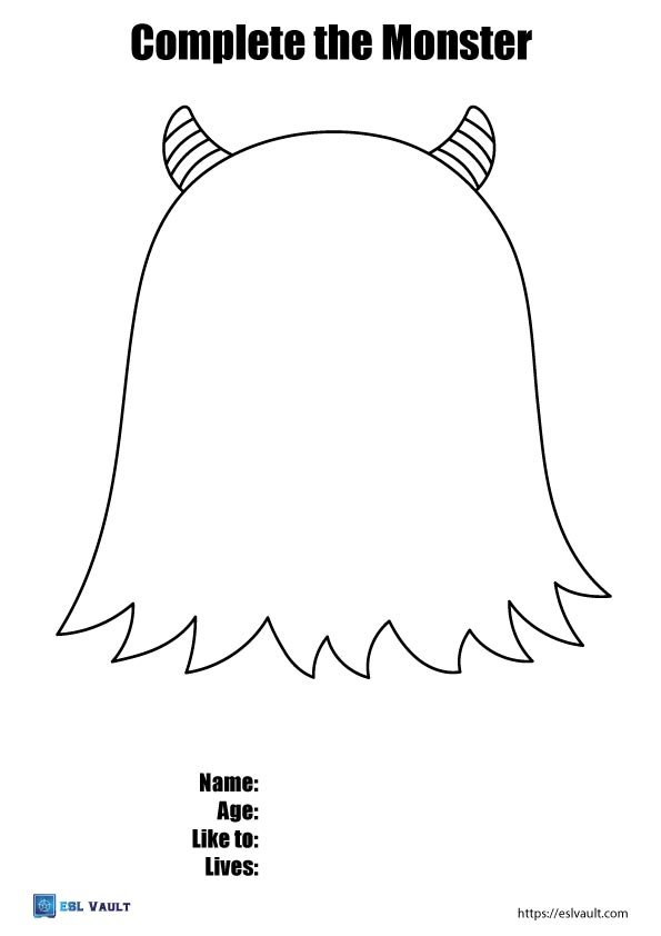 complete the monster drawing for kids easy