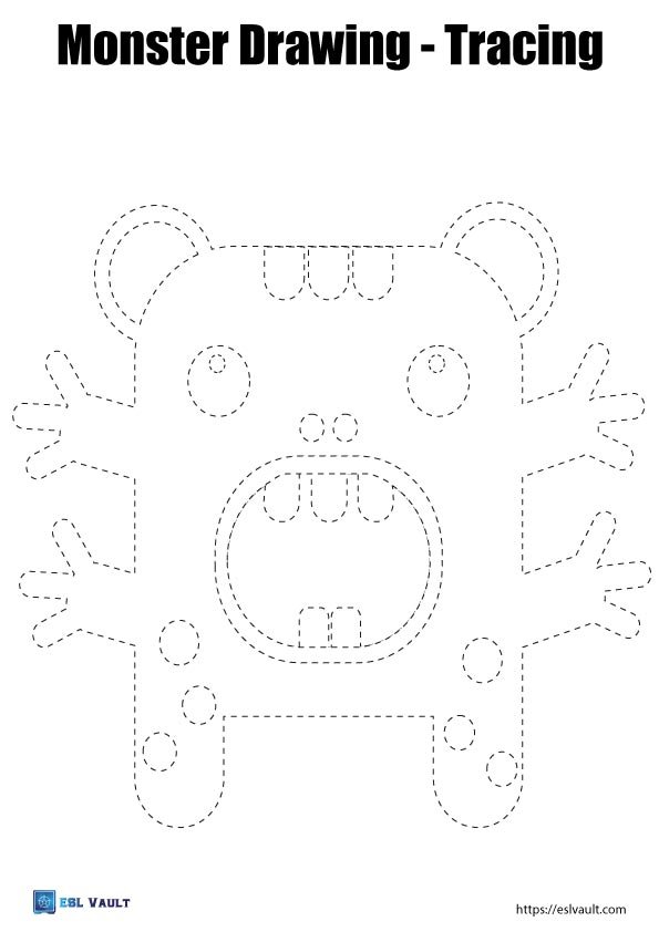 easy monster drawing for kids tracing