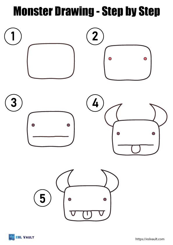 easy monster drawing step by step