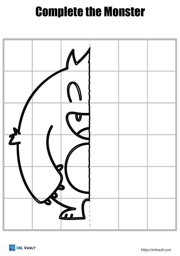 free monster drawing for kids worksheet