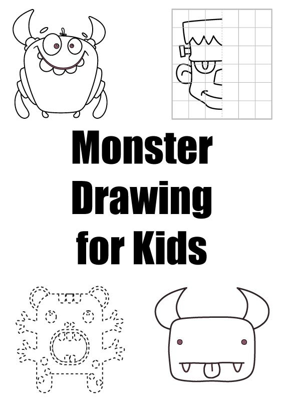 free monster drawing for kids worksheets