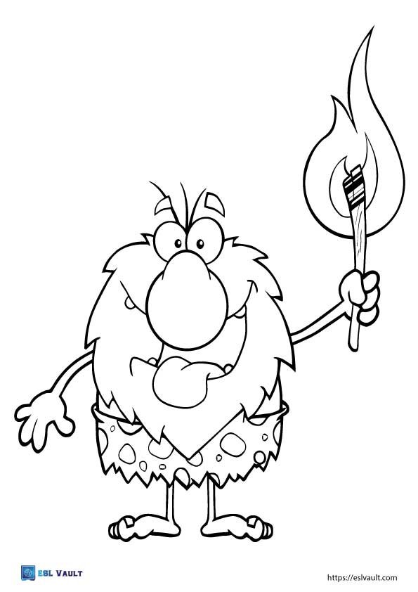 free caveman coloring page for kids
