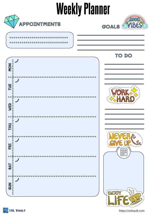 free printable weekly planners for students