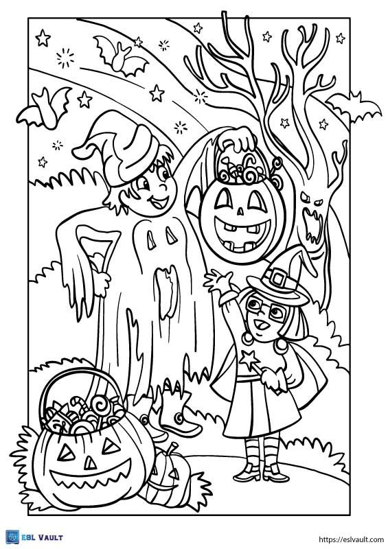 Halloween coloring page worksheet