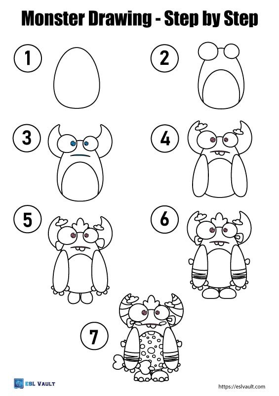 how to draw a monster instructions