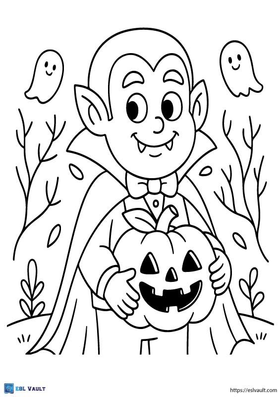 kids Halloween coloring sheet