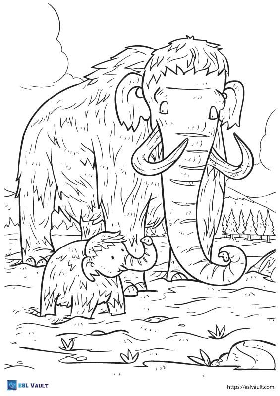 mammoth stone age coloring page