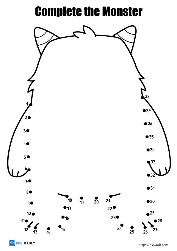 monster drawing for kids dot to dot