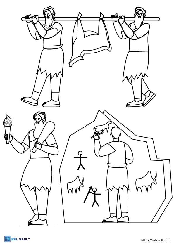 printable stone age coloring sheet