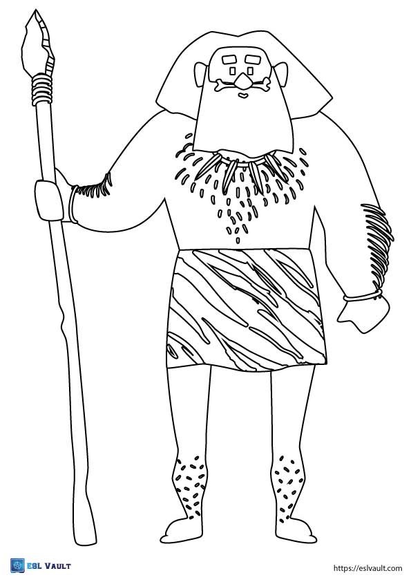 stone age coloring sheet man