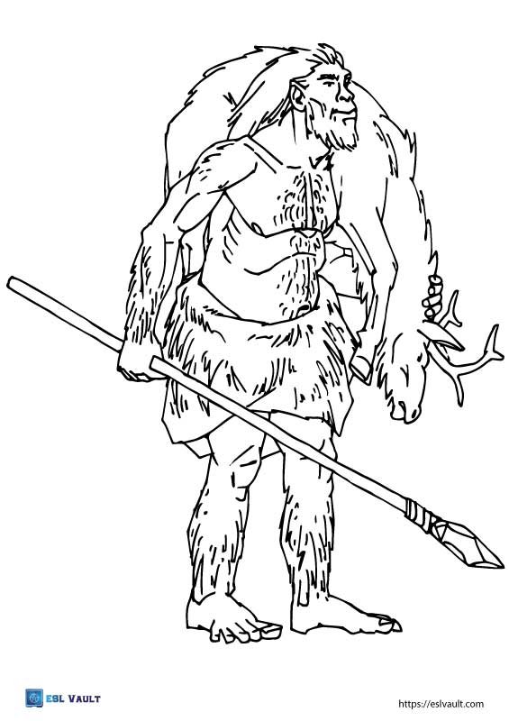 stone age hunter coloring page