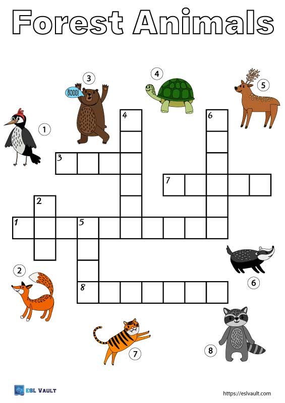 forest animals crossword for kids