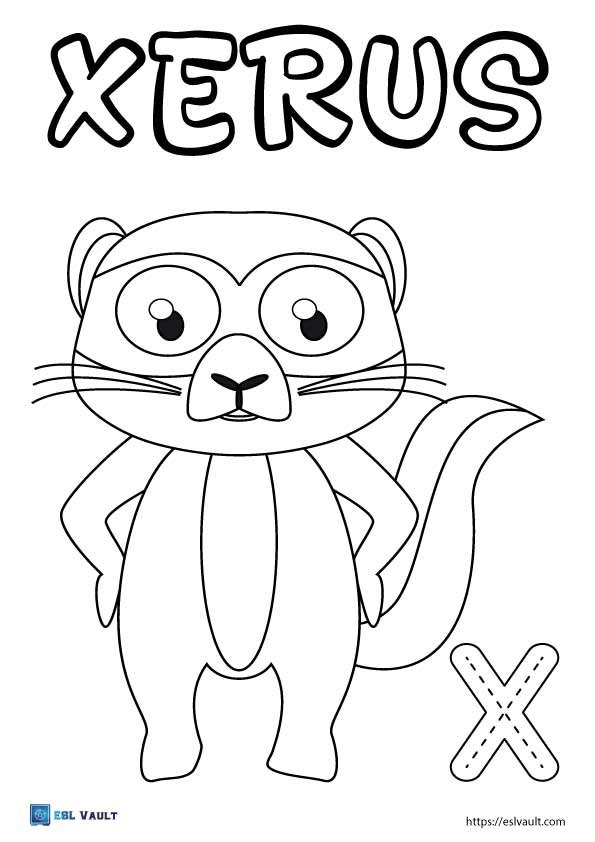 free letter x coloring page for preschool