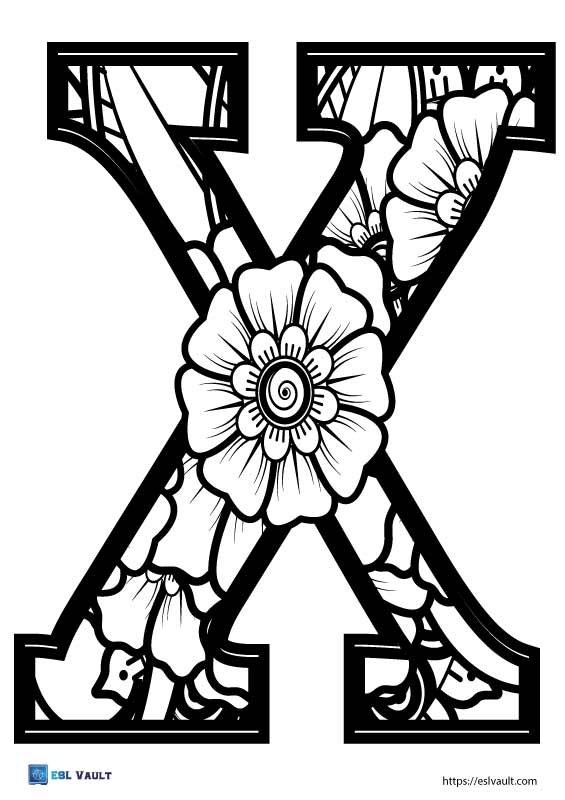 free printable letter x coloring sheet
