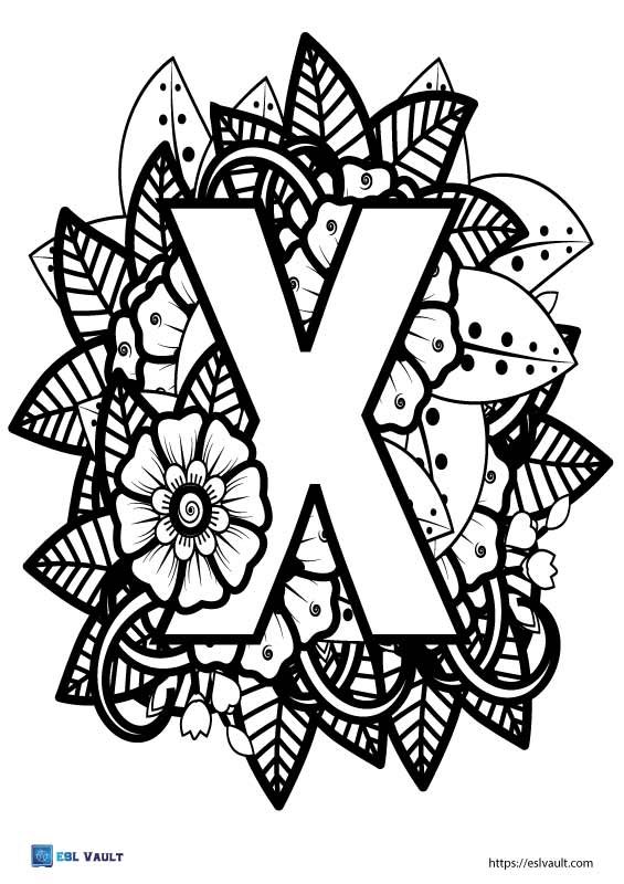 letter x coloring worksheet