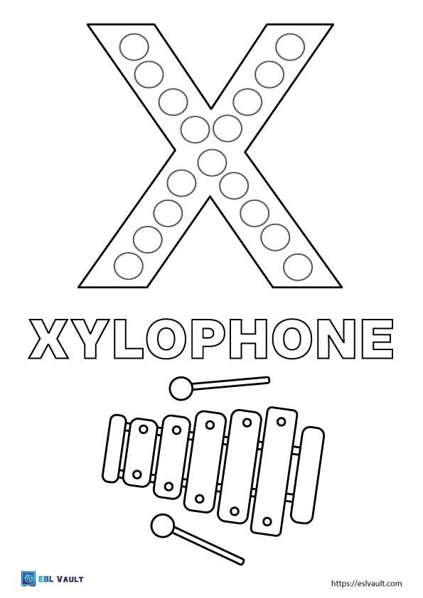 letter x coloring page for kids