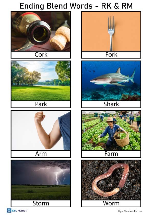 printable ending blends with pictures