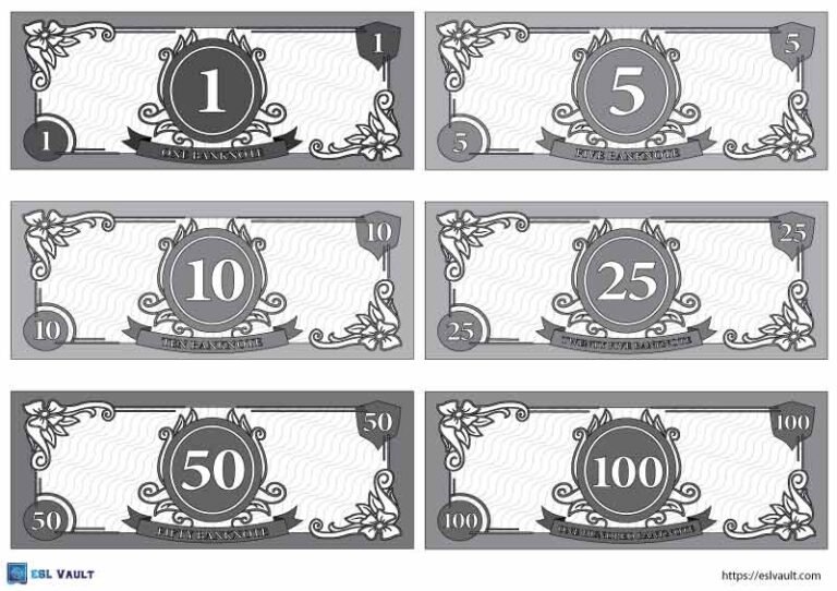 printable play money black and white