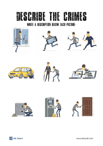 A describe the crimes writing worlsheet for ESL