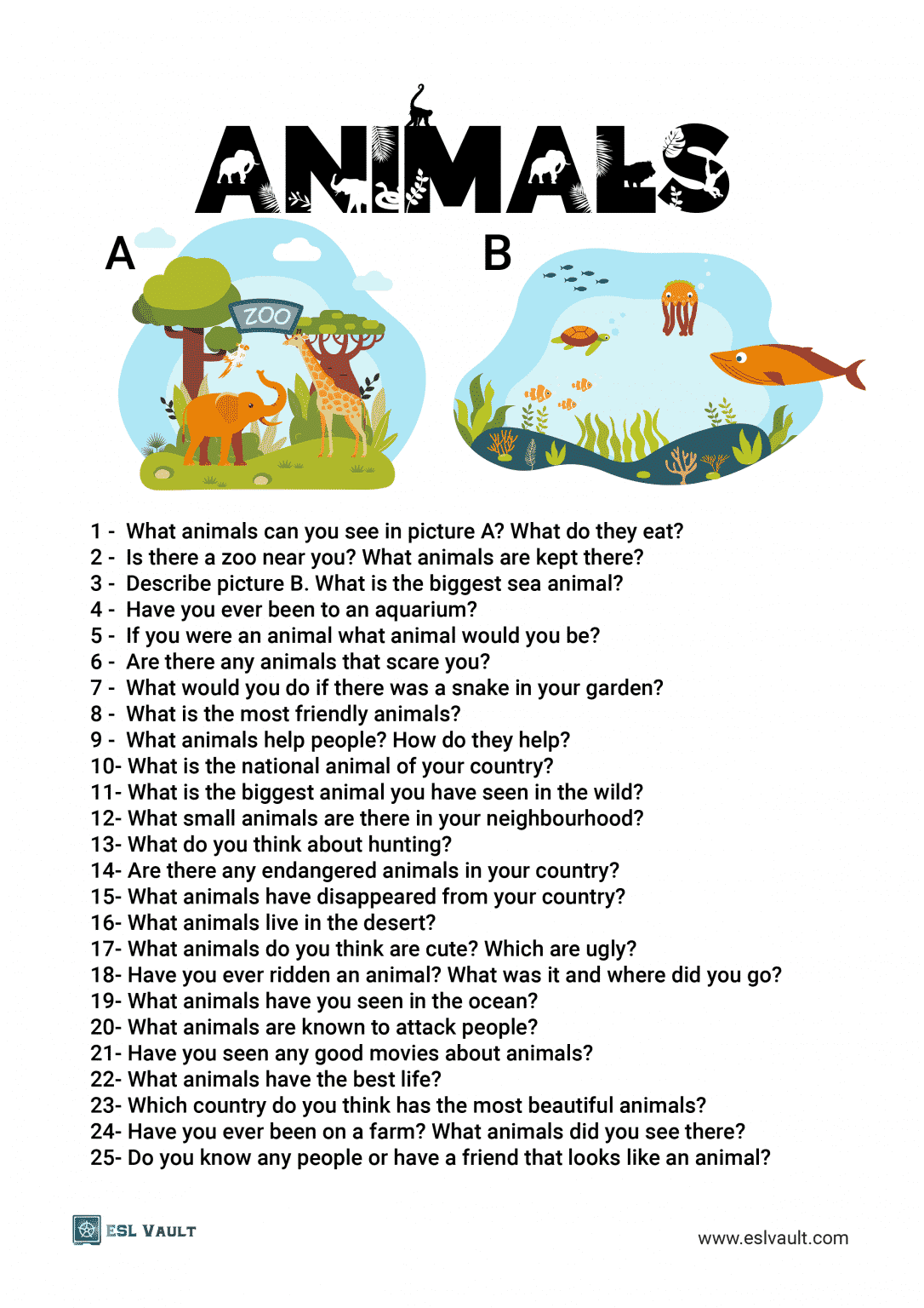 25 animal conversation questions - ESL Vault