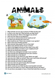 25 animal conversation questions for ESL