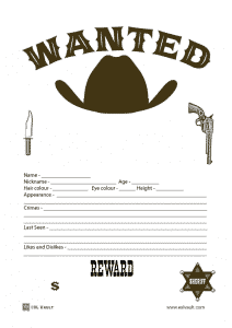 Wanted poster kids activity