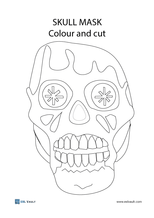 A printable Halloween skull mask