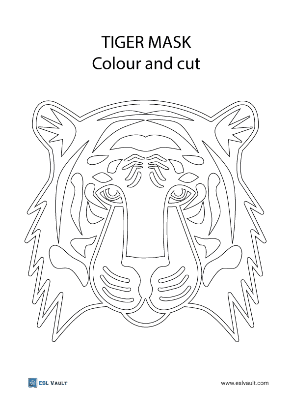 A printable paper tiger mask for children