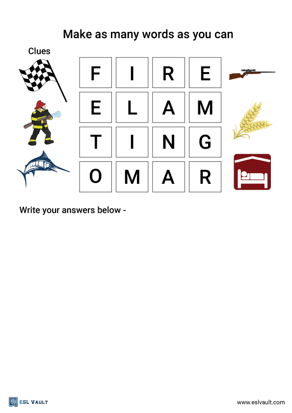 a boggle word puzzle for ESL classes