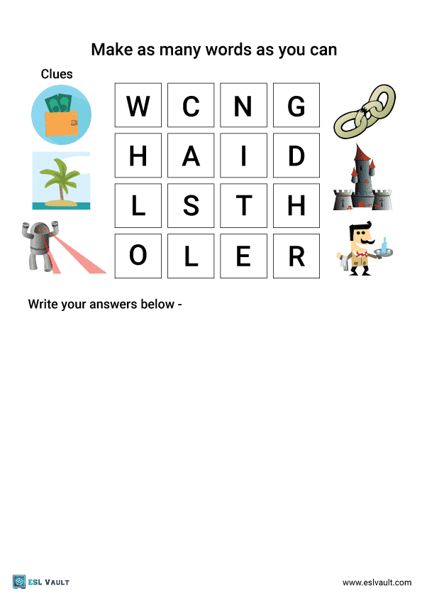 13 free printable boggle word puzzles - ESL Vault