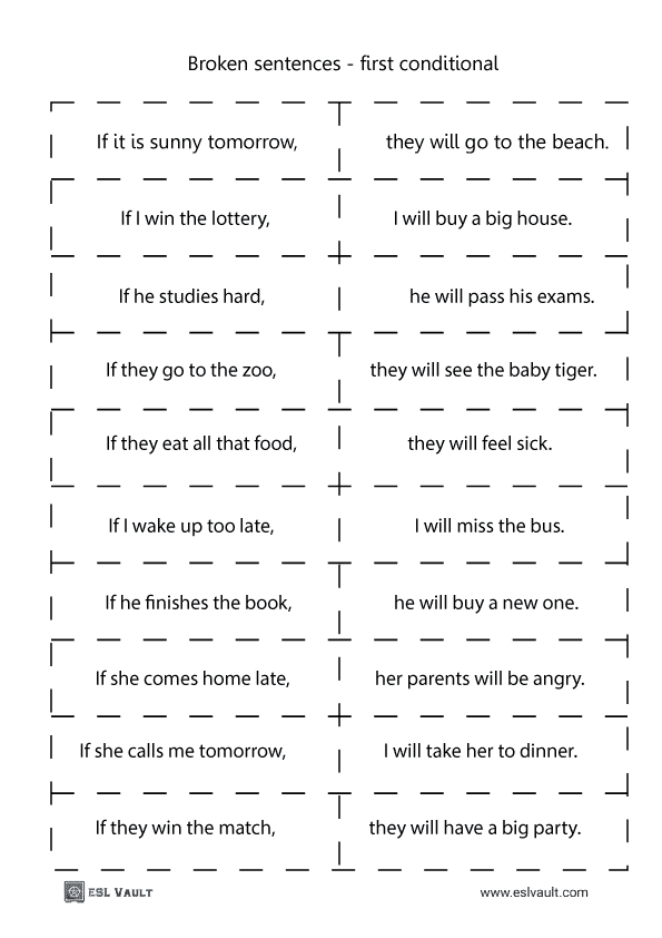broken sentences using the first conditional