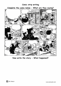 An esl worlsheet where students must complete the comic