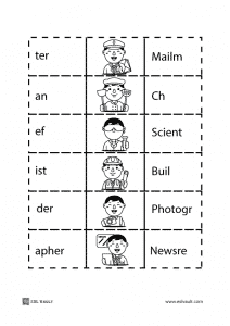 A jobs matching puzzle to cut out