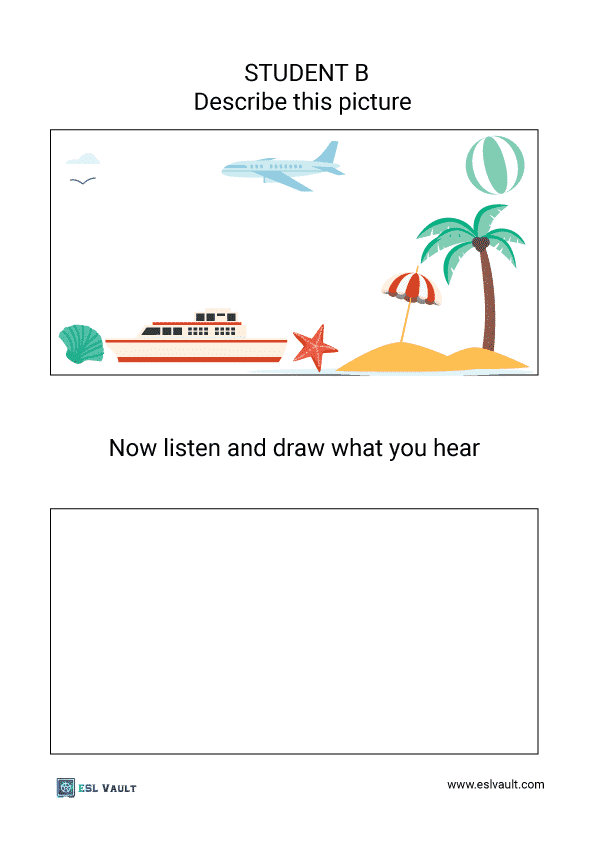 ESL drawing activities pair work sheet B