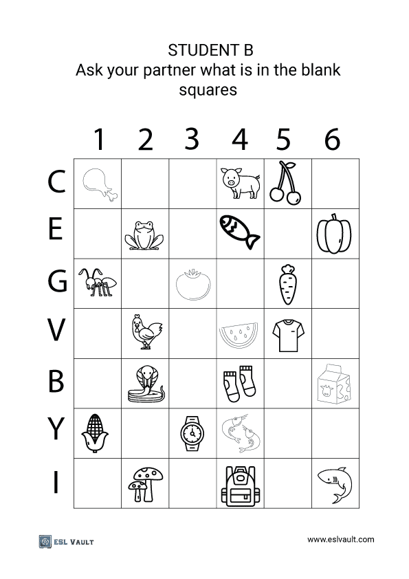 Pair work exercise for speaking English