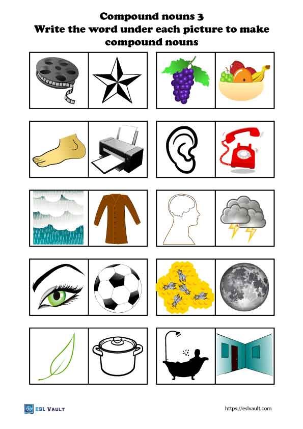 4 compound noun worksheets - ESL Vault