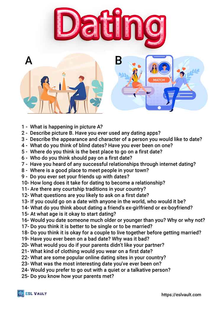 25 dating conversation questions - ESL Vault