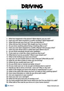 25 driving conversation questions for ESL