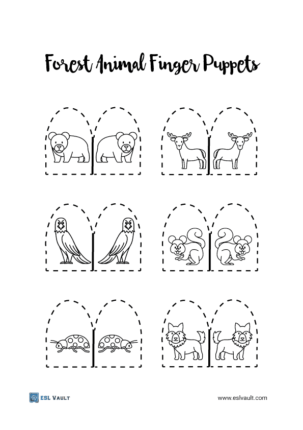 forest animal finger puppets printable for kids