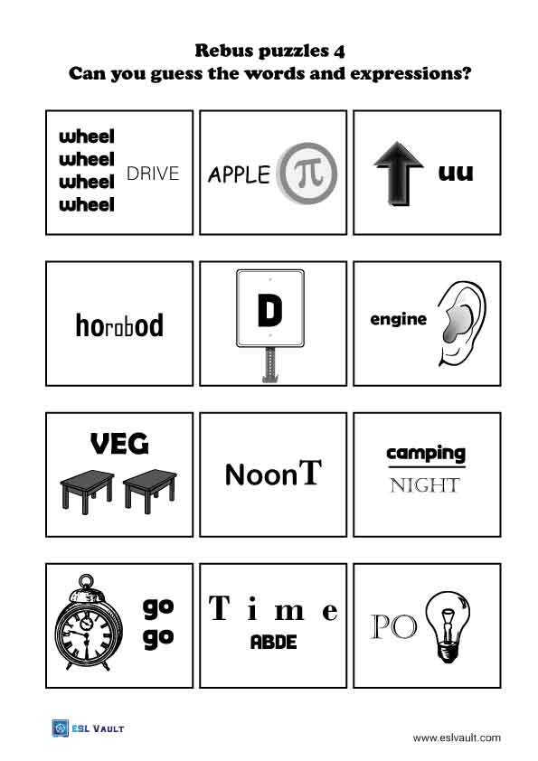 300 Free printable rebus puzzles with answers - ESL Vault