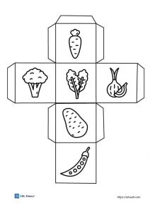 printable activity dice with vegetable pictures