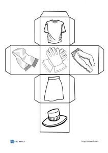printable activity dice with clothing pictures