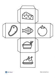 printable activity dice with food pictures