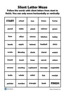 2 free silent letters worksheets - ESL Vault