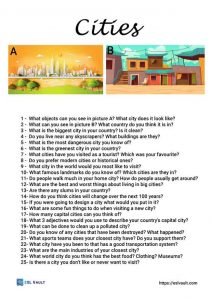 25 cities conversation questions for ESL classes