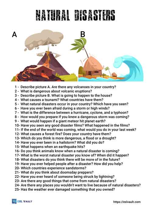 natural disasters questions for discussion classes